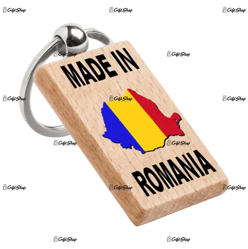 Made in romania, breloc din lemn, model 026